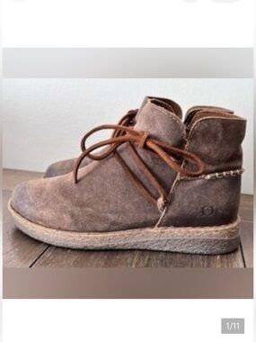 Stylish Born Woman’s Cayln Brown Distressed Suede Leather Chunky Ankle Boots 6.5